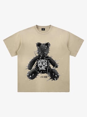 Spiked Bear Graphic T-Shirt - Apricot / 2XL