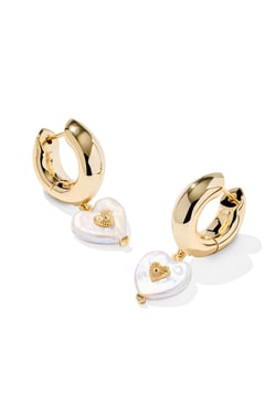 Sasha Heart Huggie Earrings Gold Freshwater Cultured Pearl