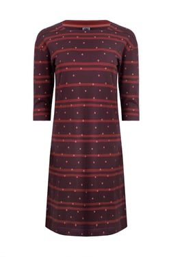 Weird Fish Amria Organic Cotton Square Neck Jersey Dress Mulled Wine Size 14