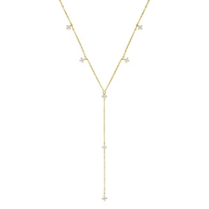 Ellipse Y Chain Necklace Sterling Silver Gold