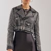 AKIRA Demi Embellished Moto Jacket | Black | Size Large