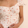 White Floral Ruched Top