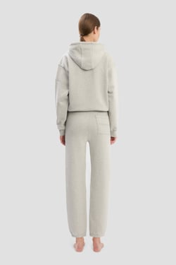 Victoria Beckham Logo Embroidered Hoodie In Grey Marl - XL - Womens