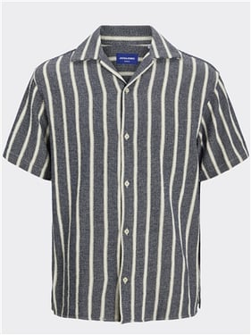 Jack & Jones Coba Stripe Resort Shirt - Ocean Cavern - S