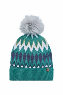 Weird Fish Frady Fair Isle Bobble Hat GreenIvy Size ONE