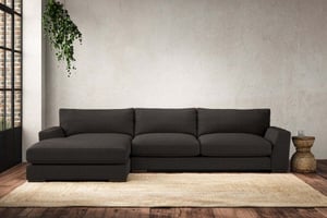 nkuku Guddu Large Left Hand Chaise Sofa | Make To Order | Brera Linen Espresso | No Colour