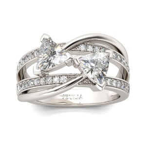 Jeulia Two Stone Trillion Cut Sterling Silver Ring