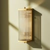 Rectangular Roddy IP44 rated wall light in brass and glass