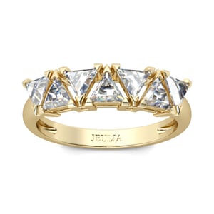 Jeulia Gold Tone Trillion Cut Sterling Silver Women's Band