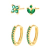 Green Gemstones Earring Set Sterling Silver