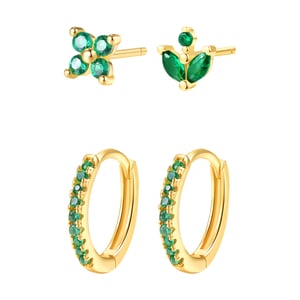 Green Gemstones Earring Set Sterling Silver