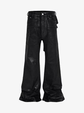 Thesupermade Black Wax Coated Flare Jeans - 2212 - Black / 3XL