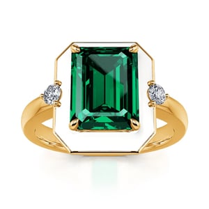 Jeulia Unique Halo Emerald Cut Sterling Silver Ring