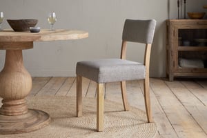 nkuku Nadeeka Linen Upholstered Dining Chair | Seating | One Size | Soft Grey