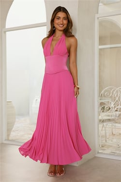 The Secret Waltz Halter Maxi Dress Pink