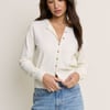 White Waisted Crew Neck Cardigan