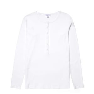 Sunspel Womens Rib Henley White
