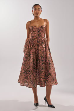 AKIRA Cheetah Sisters Midi Dress | Size XL
