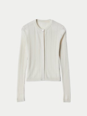 Hidden Button-Front Cashmere Silk Cardigan - XL / whisper white / WK0970-7015