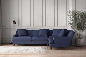 nkuku Deni Large Right Hand Corner Sofa | Make To Order | Recycled Cotton Navy | No Colour