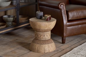 nkuku Taru Carved Side Table | Tables | One Size | Natural
