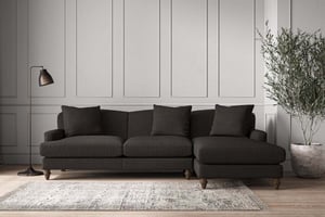 nkuku Deni Large Right Hand Chaise Sofa | Make To Order | Brera Linen Espresso | No Colour