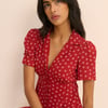 Red Floral Button Front Dulcie Mini Dress