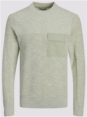 Jack & Jones Digital Linen Crew Neck Knit - Desert Sage - XL