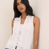 White Crochet Tie Front Top