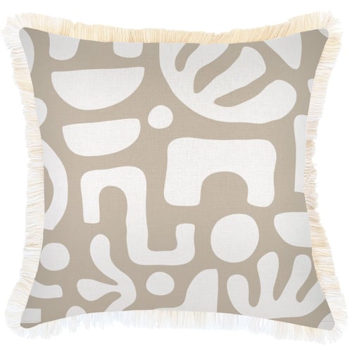 Cushion Cover-Coastal Fringe-Sand Beige-45cm x 45cm