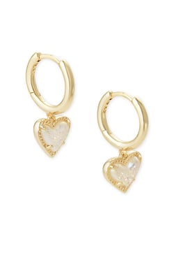 Ari Heart Gold Huggie Earrings Iridescent Drusy