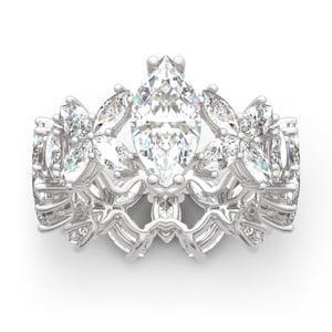 Jeulia Flower Marquise Cut Sterling Silver Ring