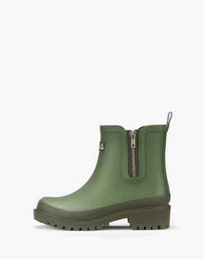 Women's Rubber Ankle Rain Boots with Side Zipper