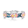 Jeulia Flower Enamel Sterling Silver Ring