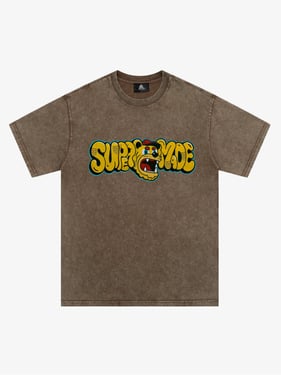 Street Graffiti Trendy Tiger Head Font T-Shirt - Sand Color / XXL
