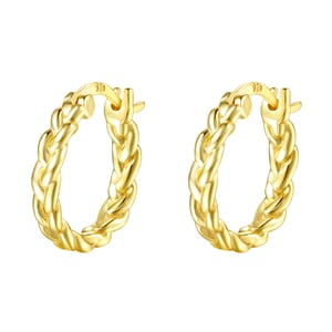 Braided Hoop Earrings Sterling Silver Gold