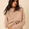 Beige Roll Neck Relaxed Knitted Jumper