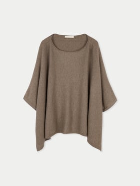 Organic Color Boat-Neck Cashmere Poncho - L-XL / taupe / WK749-57