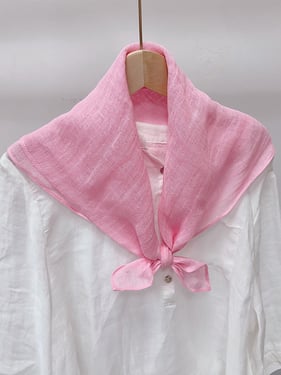 100% Linen Hand-Stitched Square Scarf - Cherry Blush / One Size