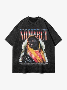 Thesupermade Hip Hop Washed Vintage Do-over T-shirt - Black / 2XL