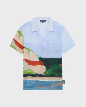Vilebrequin - Men Linen Bowling Shirt 360 Landscape - Vilebrequin X Highsnobiety - Shirt - Charli - Blue - Size L