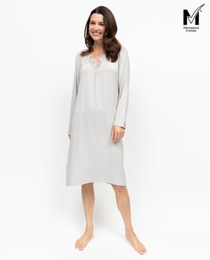 Willow Womens Lace Detail Jersey Long Sleeve Short Nightdress - 28