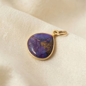 18ct Gold Vermeil Round Bezel Pendant Purple Amethyst February Birthstone