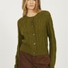 Brave Soul Cable Knit Button Cardigan - Green - S