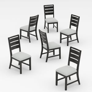 COLAMY SERA Solid Wood Comfort Dining Chair - Black / Set of 6