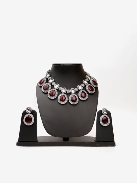 Pyrope Garnet Stone Reverse AD High Quality Necklace Set
