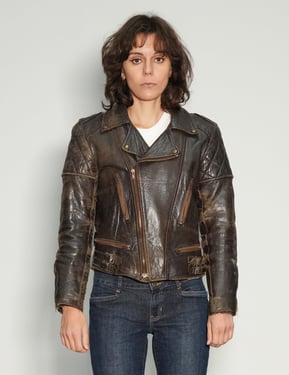 Padded Leather Biker Jacket