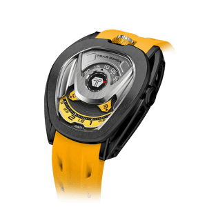 TSAR BOMBA Men's Reactor Series Automatic Mechanical Watch | Black Yellow | Wandering Hour Satellite Display | Waterproof Luxury Cyberpunk Timepiece