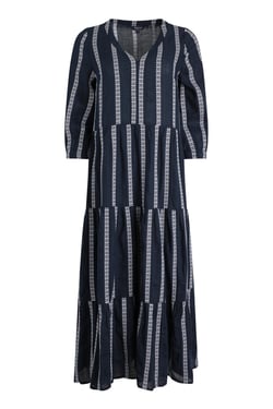 Weird Fish Emmy Striped Woven Maxi Dress Navy Size 8