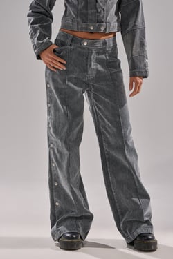 AKIRA Catching Eyes Velvet Denim Wide-Leg Pants | Size 1X
